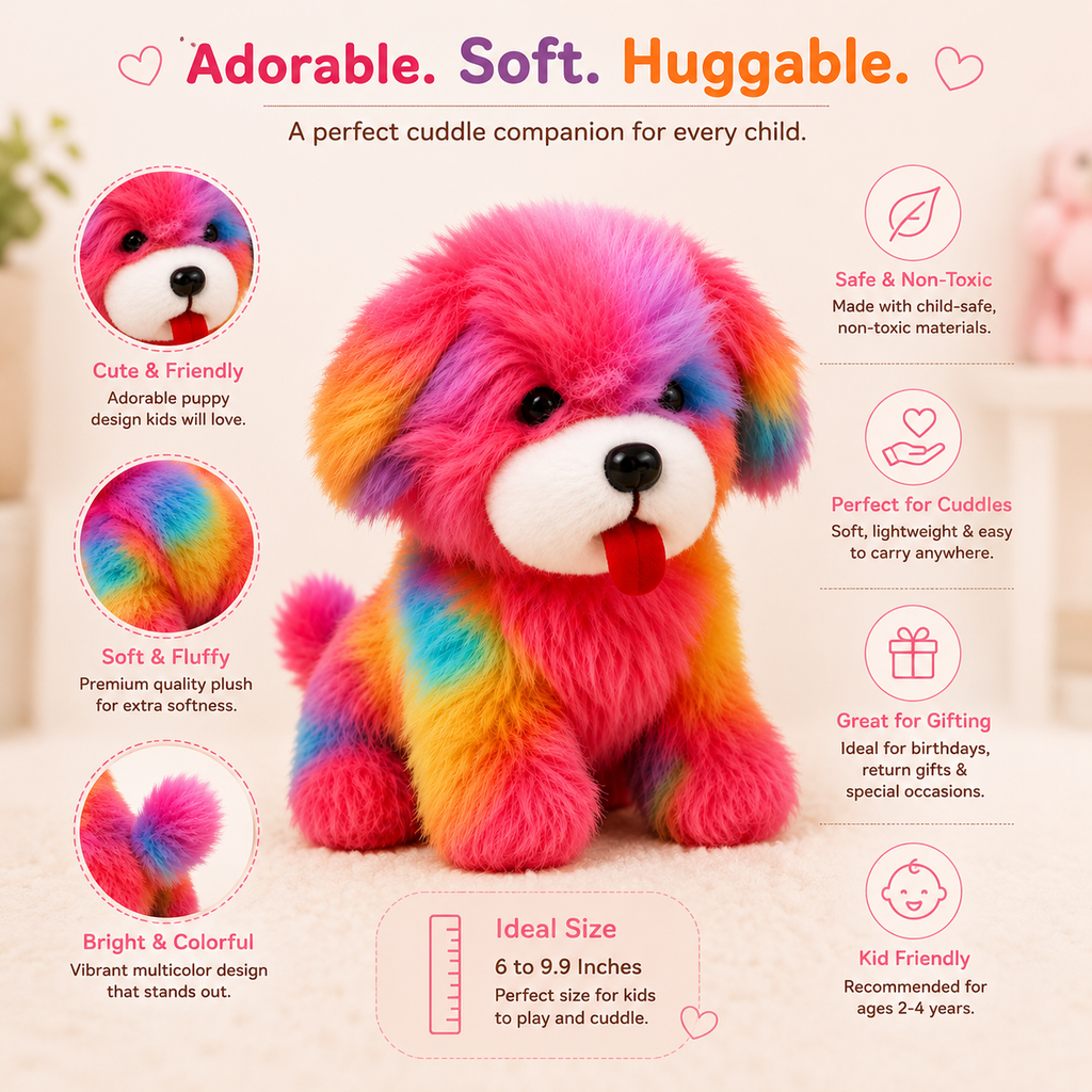 Bobo — Rainbow Fluffy Puppy Plush Toy