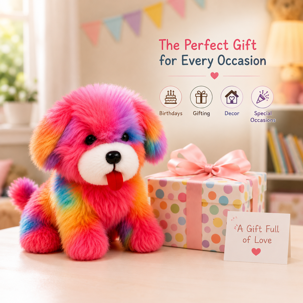 Bobo — Rainbow Fluffy Puppy Plush Toy