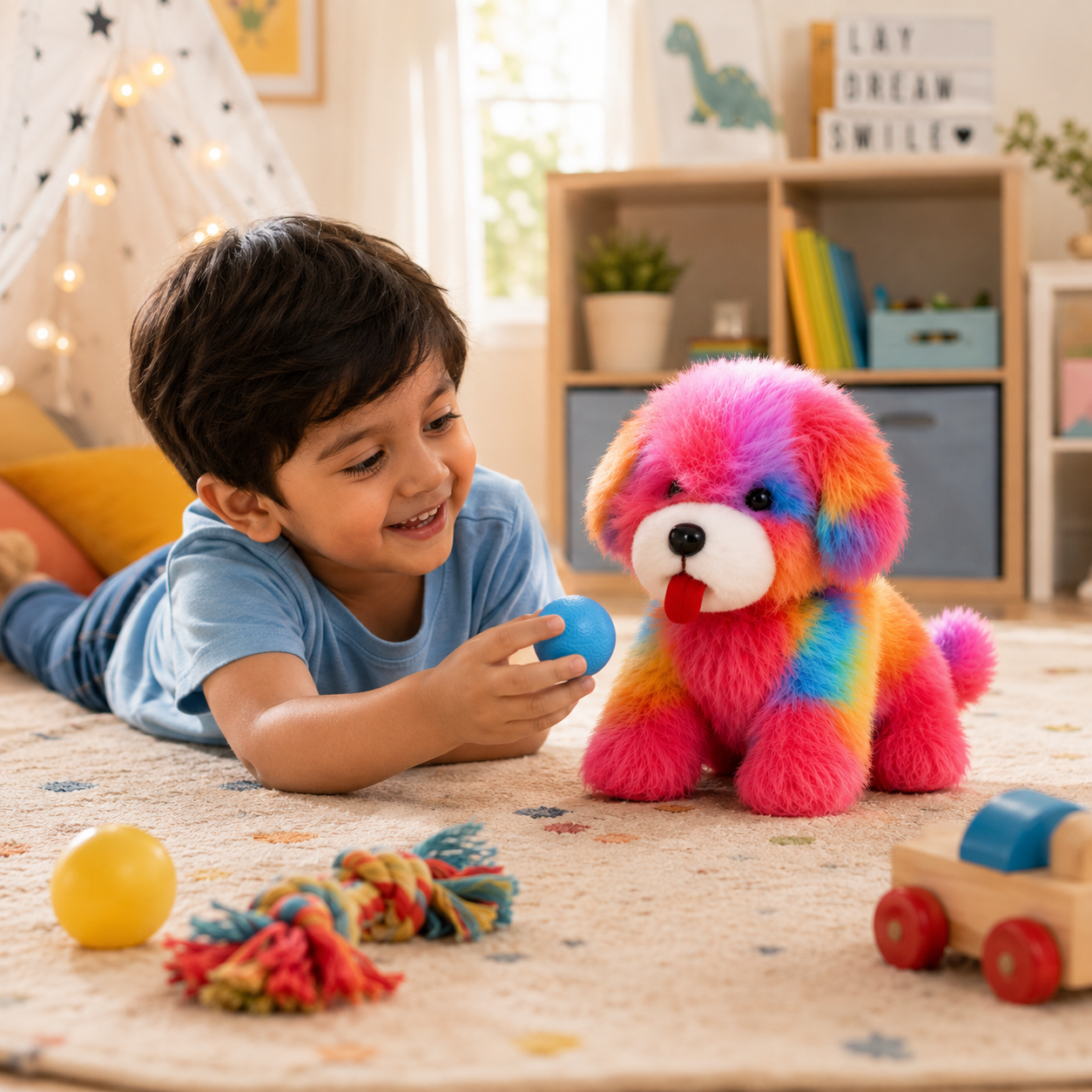 Bobo — Rainbow Fluffy Puppy Plush Toy