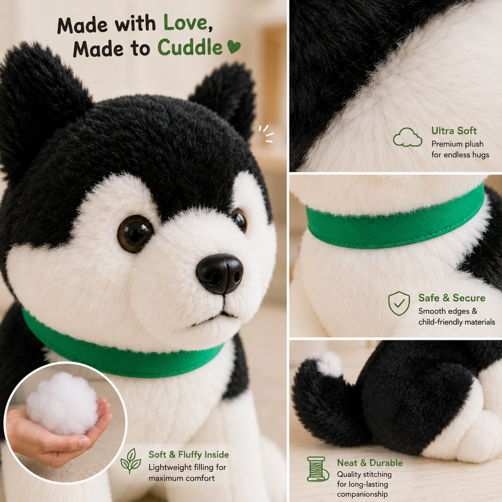 Shadow — The Black & White Husky Plush
