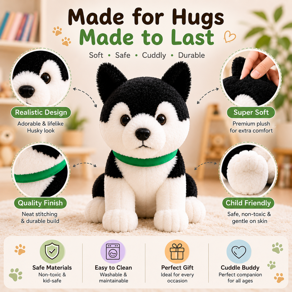 Shadow — The Black & White Husky Plush