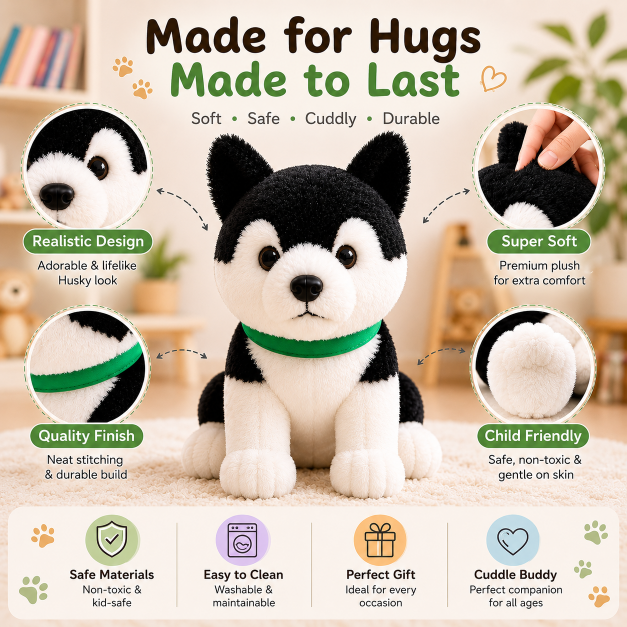 Shadow — The Black & White Husky Plush